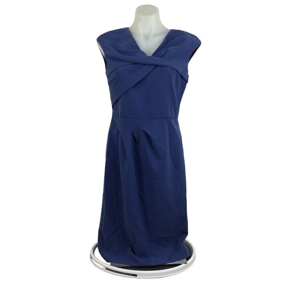 Lafayette 148 New York Dreas V-neck Pleated Twist Sleeveless Blue Dress Size 4 - Picture 1 of 8